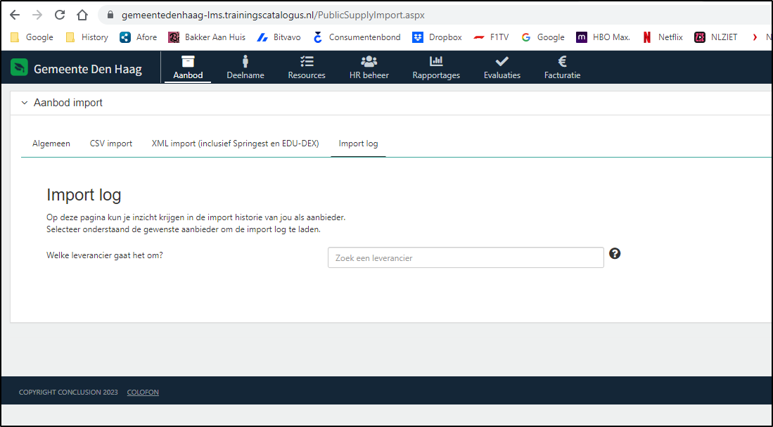 Rapport – overzicht Aanbod importeren – mislukte imports